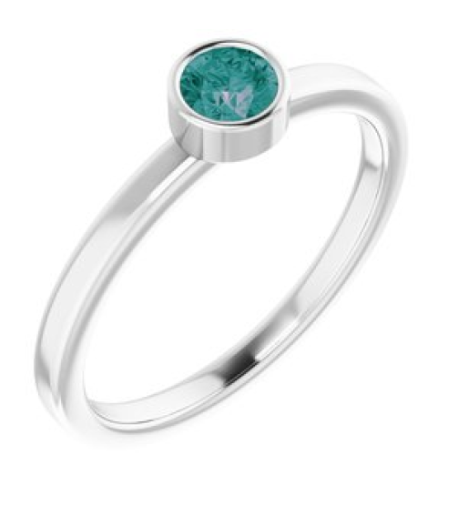 71806 Ring Set 14K White Lab-Grown Alexandrite Round 4 Mm Polished Lab-Grown Alexandrite Ring