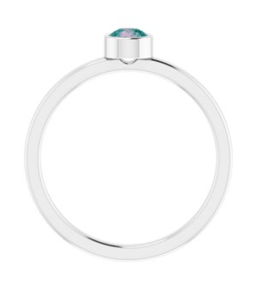 71806 Ring Set 14K White Lab-Grown Alexandrite Round 4 Mm Polished Lab-Grown Alexandrite Ring