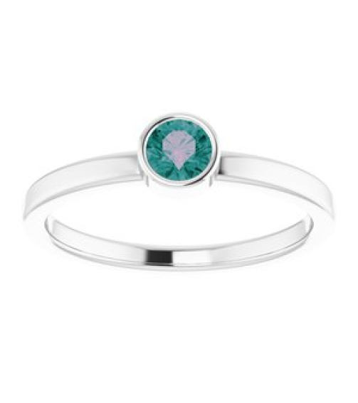 71806 Ring Set 14K White Lab-Grown Alexandrite Round 4 Mm Polished Lab-Grown Alexandrite Ring