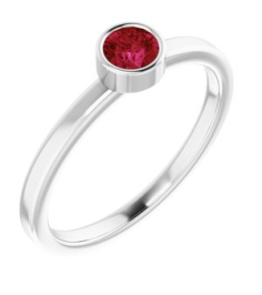 71806 Ring Set 14K White Lab-Grown Ruby Round 4 Mm Polished Lab-Grown Ruby Ring