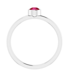 71806 Ring Set 14K White Lab-Grown Ruby Round 4 Mm Polished Lab-Grown Ruby Ring