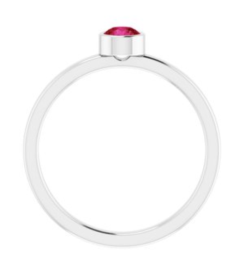 71806 Ring Set 14K White Lab-Grown Ruby Round 4 Mm Polished Lab-Grown Ruby Ring