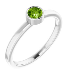 71806 Ring Set 14K White Natural Peridot Round 4 Mm Polished Natural Peridot Ring