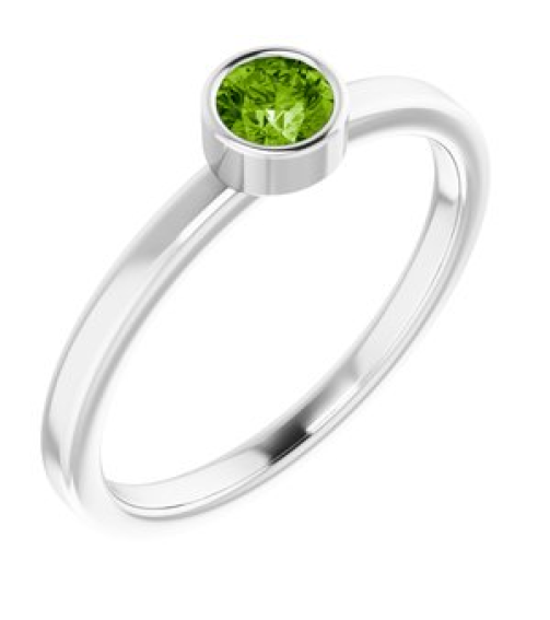 71806 Ring Set 14K White Natural Peridot Round 4 Mm Polished Natural Peridot Ring