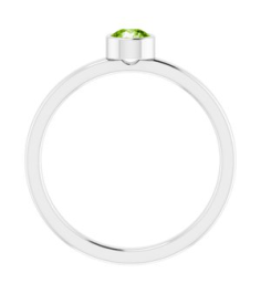 71806 Ring Set 14K White Natural Peridot Round 4 Mm Polished Natural Peridot Ring