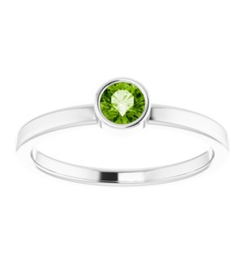 71806 Ring Set 14K White Natural Peridot Round 4 Mm Polished Natural Peridot Ring