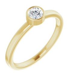 71806 Ring Set 14K Yellow Natural White Sapphire Round 4 Mm Polished Natural White Sapphire Ring