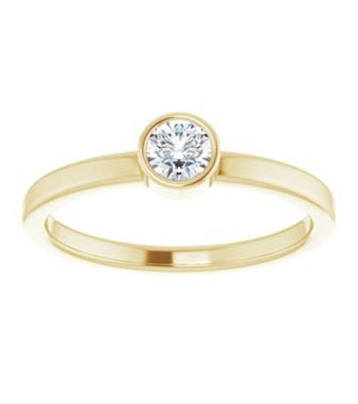 71806 Ring Set 14K Yellow Natural White Sapphire Round 4 Mm Polished Natural White Sapphire Ring