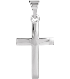 R41279 Pendant 14K White 23.7 X 11.5 Mm Polished Cross Pendant