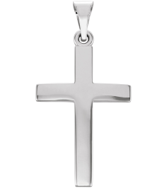 R41279 Pendant 14K White 27 X 13.7 Mm Polished Cross Pendant