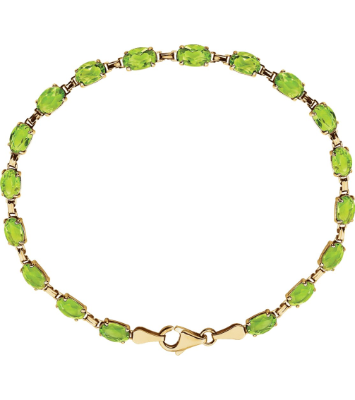 651539 Bracelet Set 14K Yellow Oval Natural Peridot 6 X 4 Mm 7 14 In Polished Natural Peridot 7.25 Inch Bracelet