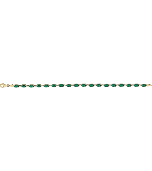 651539 Bracelet Set 14K Yellow Oval Lab-Grown Emerald 6 X 4 Mm 7 14 In Polished Lab-Grown Emerald Bracelet