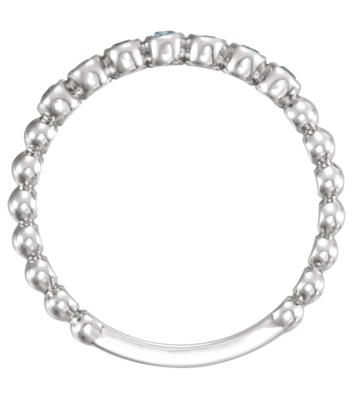 71813 Ring Set Platinum Natural Aquamarine Round 1.75 Mm Polished Natural Aquamarine Stackable Ring