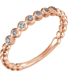 71813 Ring Set 14K Rose Natural Aquamarine Round 1.75 Mm Polished Natural Aquamarine Stackable Ring