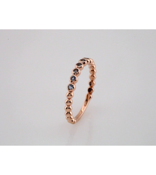 71813 Ring Set 14K Rose Natural Aquamarine Round 1.75 Mm Polished Natural Aquamarine Stackable Ring