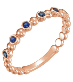 71814 Ring Set 14K Rose Natural Blue Sapphire Round 1.75 Mm Polished Natural Blue Sapphire Stackable Ring