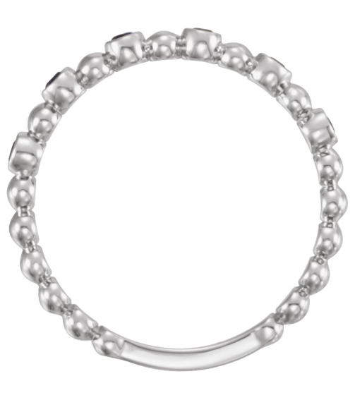 71814 Ring Set Platinum Natural Blue Sapphire Round 1.75 Mm Polished Natural Blue Sapphire Stackable Ring