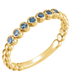 71813 Ring Set 14K Yellow Natural Aquamarine Round 1.75 Mm Polished Natural Aquamarine Stackable Ring