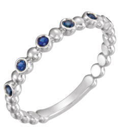 71814 Ring Set 14K White Natural Blue Sapphire Round 1.75 Mm Polished Natural Blue Sapphire Stackable Ring
