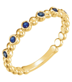 71814 Ring Set 14K Yellow Natural Blue Sapphire Round 1.75 Mm Polished Natural Blue Sapphire Stackable Ring