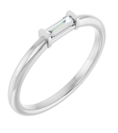 122887 Ring Set 14K White Natural Diamond Straight Baguette 4 X 2 Mm Polished 18 Ctw Natural Diamond Stackable Ring