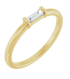 122887 Ring Set 14K Yellow Natural Diamond Straight Baguette 4 X 2 Mm Polished 18 Ctw Natural Diamond Stackable Ring