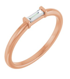 122887 Ring Set 14K Rose Natural Diamond Straight Baguette 4 X 2 Mm Polished 18 Ctw Natural Diamond Stackable Ring