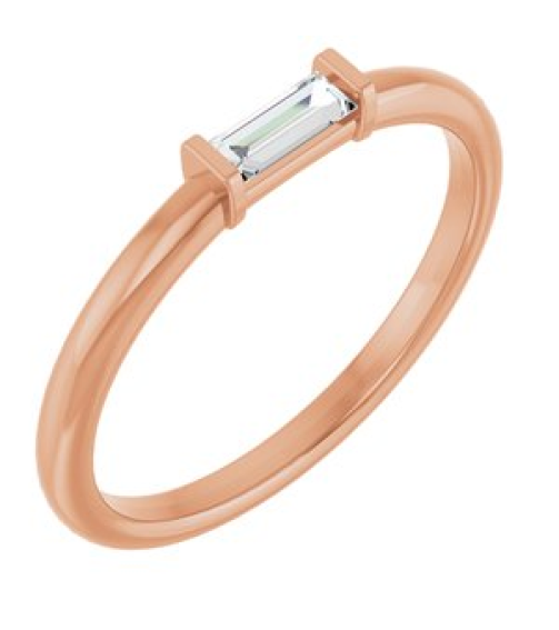 122887 Ring Set 14K Rose Natural Diamond Straight Baguette 4 X 2 Mm Polished 18 Ctw Natural Diamond Stackable Ring