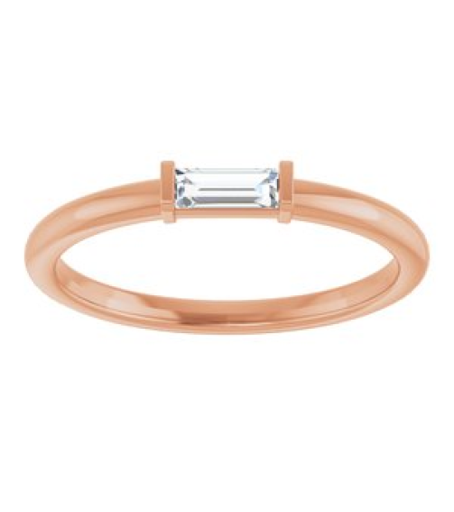 122887 Ring Set 14K Rose Natural Diamond Straight Baguette 4 X 2 Mm Polished 18 Ctw Natural Diamond Stackable Ring