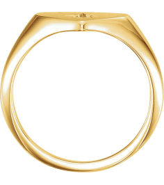 122818 Ring Set 14K Yellow Natural Diamond Round 1.3 Mm Polished .01 Ct Natural Diamond Heart Signet Ring
