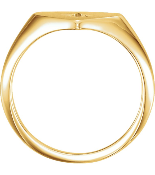 122818 Ring Set 14K Yellow Natural Diamond Round 1.3 Mm Polished .01 Ct Natural Diamond Heart Signet Ring