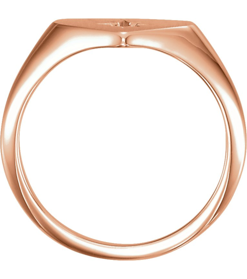 122818 Ring Set 14K Rose Natural Diamond Round 1.3 Mm Polished .01 Ct Natural Diamond Heart Signet Ring
