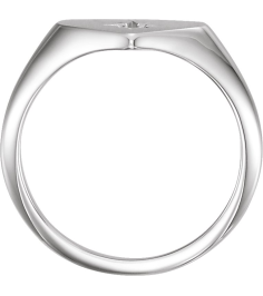 122818 Ring Set Sterling Silver Natural Diamond Round 1.3 Mm Polished .01 Ct Natural Diamond Heart Signet Ring