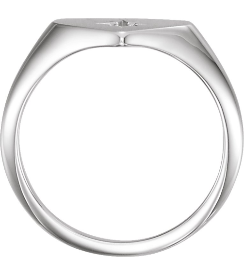 122818 Ring Set Sterling Silver Natural Diamond Round 1.3 Mm Polished .01 Ct Natural Diamond Heart Signet Ring