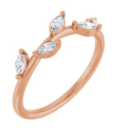 122971 Ring Set 14K Rose Natural Diamond Marquise 4 X 2 Mm Natural Diamond Polished 14 Ctw Natural Diamond Leaf Ring