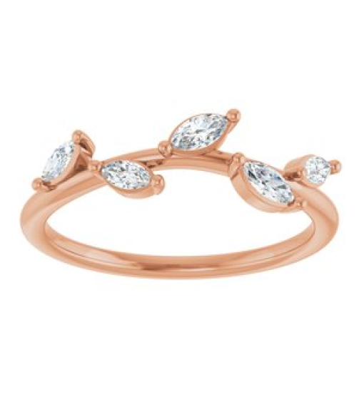 122971 Ring Set 14K Rose Natural Diamond Marquise 4 X 2 Mm Natural Diamond Polished 14 Ctw Natural Diamond Leaf Ring