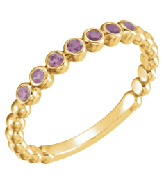 71813 Ring Set 14K Yellow Natural Amethyst Round 1.75 Mm Polished Natural Amethyst Stackable Ring