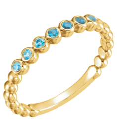 71813 Ring Set 14K Yellow Natural Blue Zircon Round 1.75 Mm Polished Natural Blue Zircon Stackable Ring