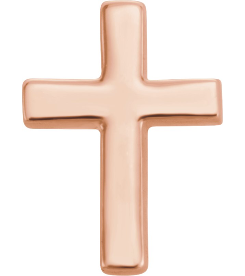 R17014 Earring 14K Rose 7.5 X 5.5 Mm Each Friction Back Sold Separately Polished Cross Earring