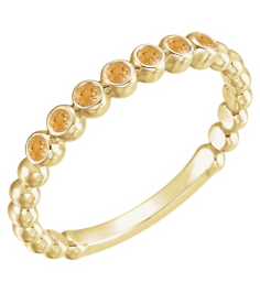 71813 Ring Set 14K Yellow Natural Citrine Round 1.75 Mm Polished Natural Citrine Stackable Ring