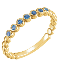 71813 Ring Set 14K Yellow Natural Blue Sapphire Round 1.75 Mm Polished Natural Blue Sapphire Stackable Ring