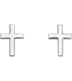 R17014 Earring 14K White 7.5 X 5.5 Mm Pair Friction Backs Included Polished Cross Earrings