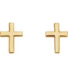 R17014 Earring 14K Yellow 7.5 X 5.5 Mm Pair Friction Backs Included Polished Cross Earrings