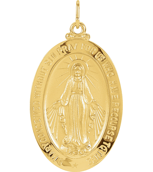 R5020 Pendant 14K Yellow 23 X 16 Mm Polished Oval Miraculous Medal