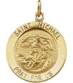 R5052 Pendant 14K Yellow 18 Mm Polished Round St. Michael Medal