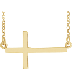 R45323 Necklace 14K Yellow 22 X 11.5 Mm 20 In Polished 20 Inch Sideways Cross Necklace