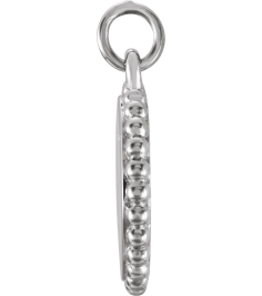 86472 Pendant 14K White 15.3 X 11.7 Mm Polished Engravable Round Beaded Pendant