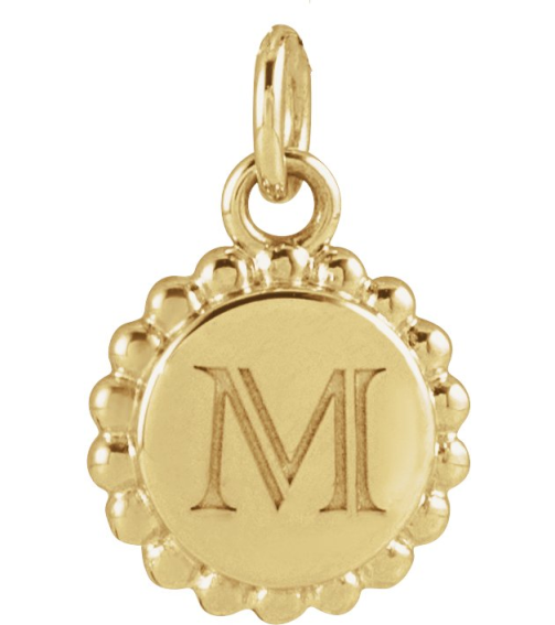 86472 Pendant 14K Yellow 15.3 X 11.7 Mm Polished Engravable Round Beaded Pendant