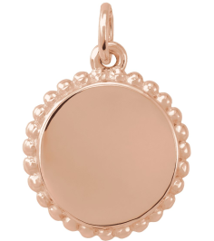 86472 Pendant 14K Rose 15.3 X 11.7 Mm Polished Engravable Round Beaded Pendant