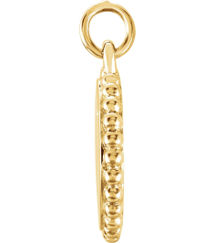 86472 Pendant 18K Yellow Vermeil 15.3 X 11.7 Mm Polished Engravable Round Beaded Pendant